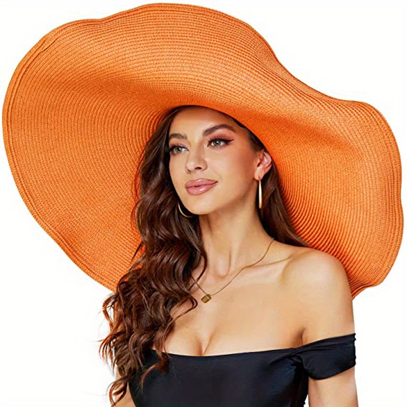 70CM Diameter Wide Brim Oversized Beach Hats for Women Big Straw Hat UV  Protection Foldable Sun Hat 