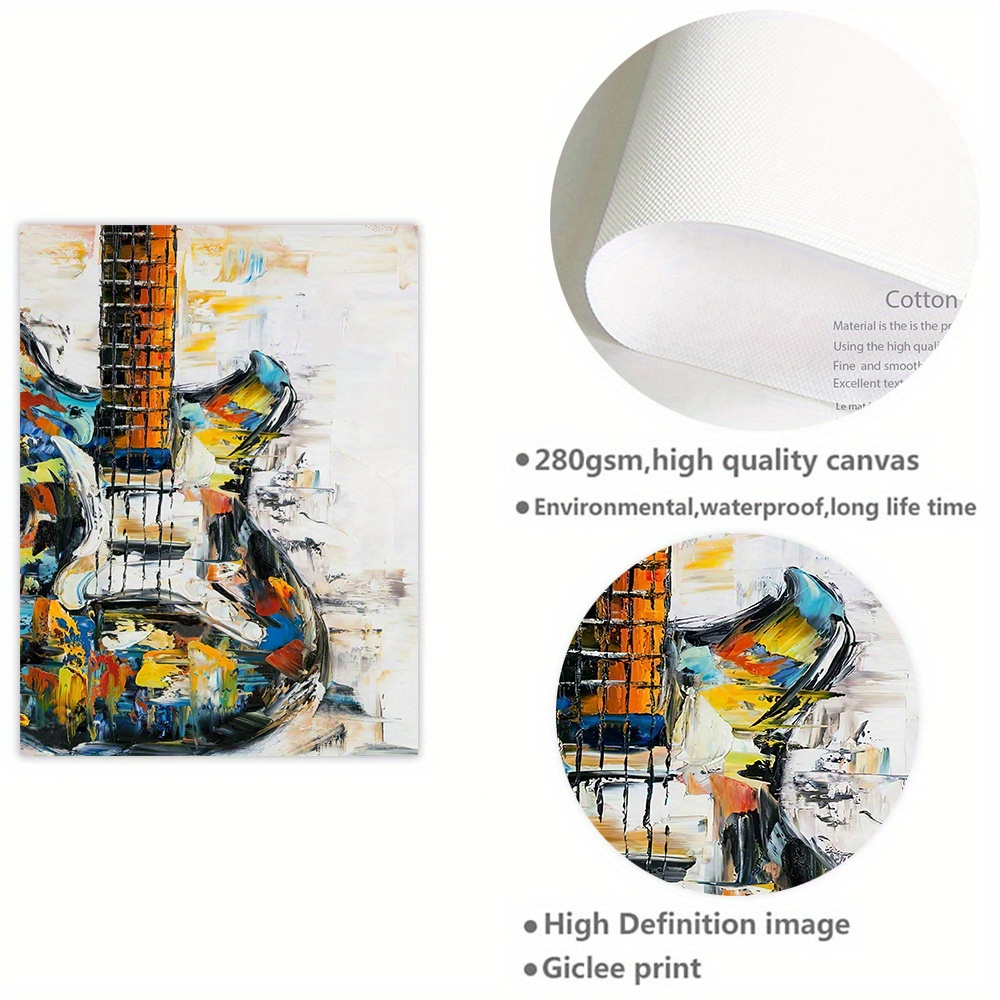 Abstract Guitar Canvas Painting, Musical Instrument Cuadros Picture ...