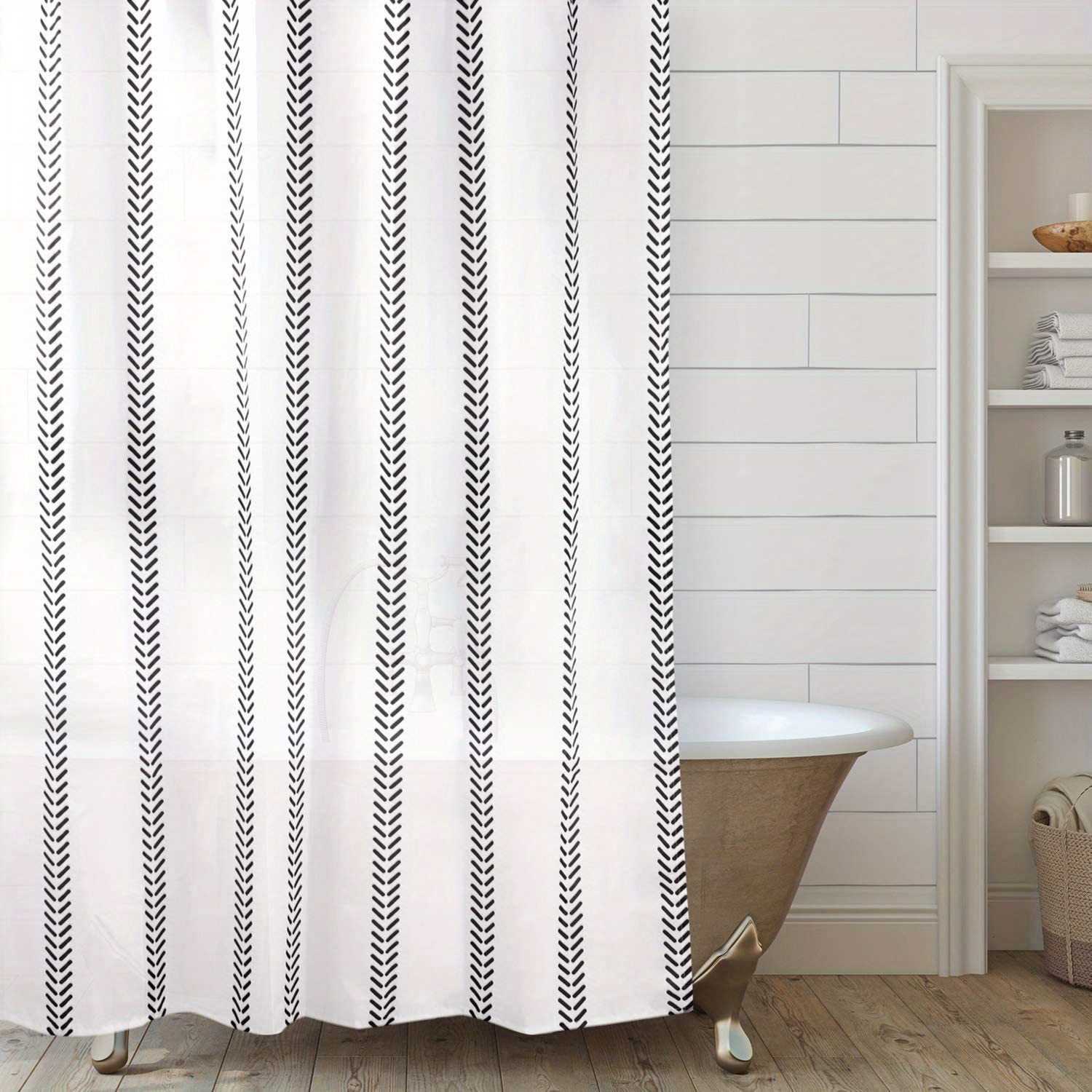 Cortina de ducha de encaje blanco con cenefa de fijación, elegante cortina  de ducha transparente para baño, cortina de ducha vintage estilo bohemio