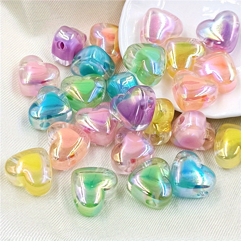 Uv Plated Color Love Heart Transparent Beads Fashion - Temu United