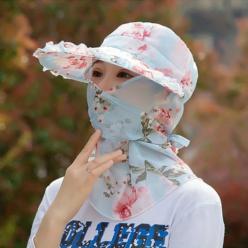 Uv Protection Floral Print Baseball Detachable Face Mask - Temu