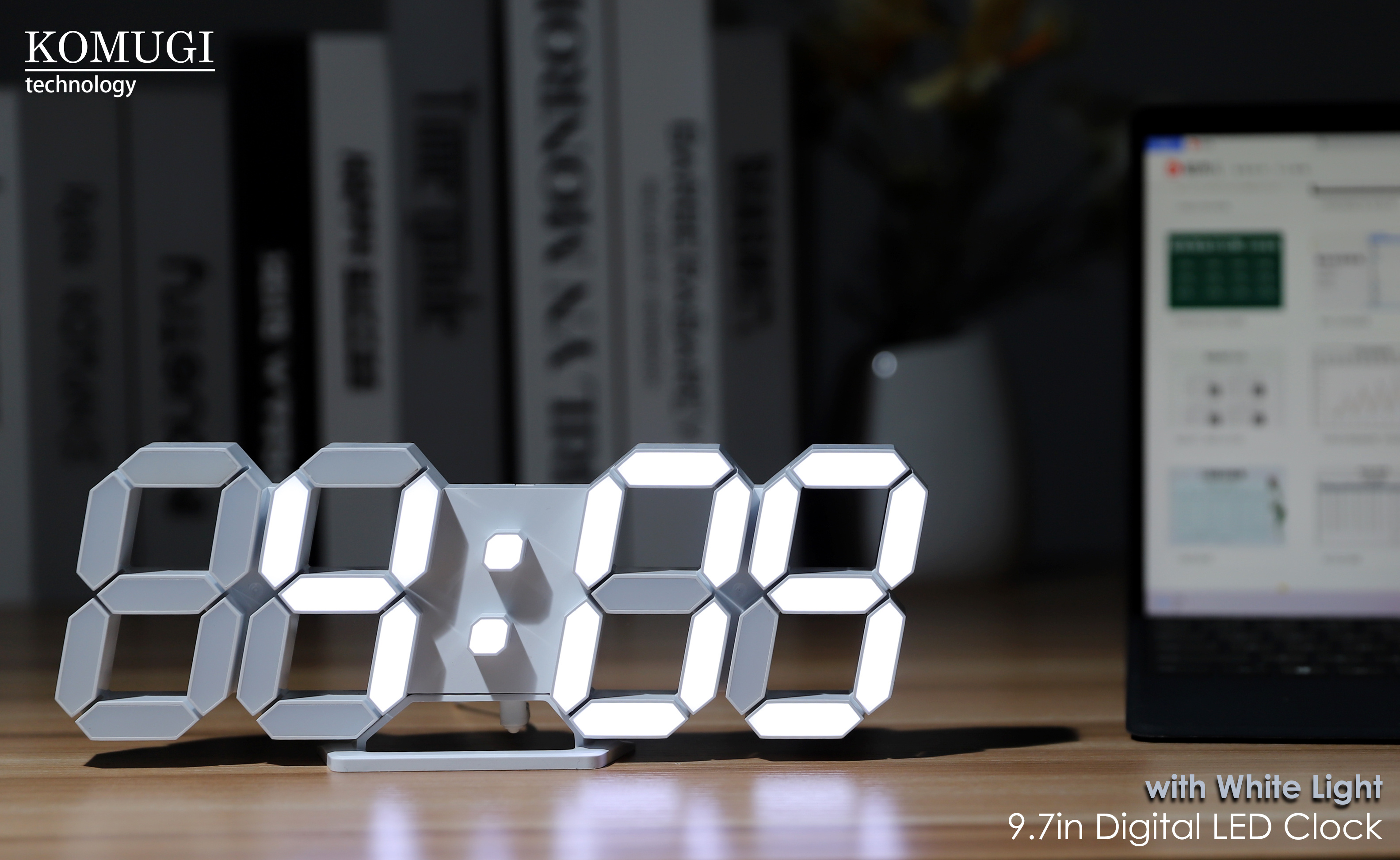 QUWOTXE Horloge de Table numérique LED silencieuse - Horloge Murale  électronique Noire - Horloge de Bureau Ronde - pour Chambre à Coucher,  Salon et