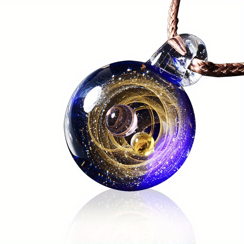 glass universe ball necklace planet pendant Temu United Arab