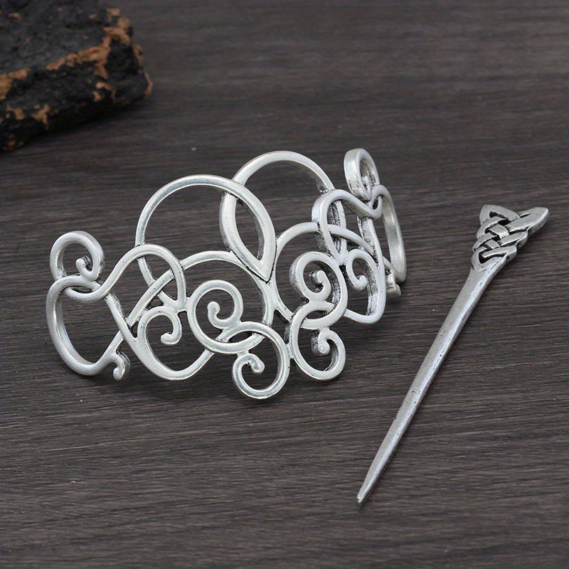 Large Tree of Life Hair Barrette Irish Celtic Metal Stick Hair Clip Viking  hairpin Pullback Silver Braided Hairstyle Clip Hair accessories