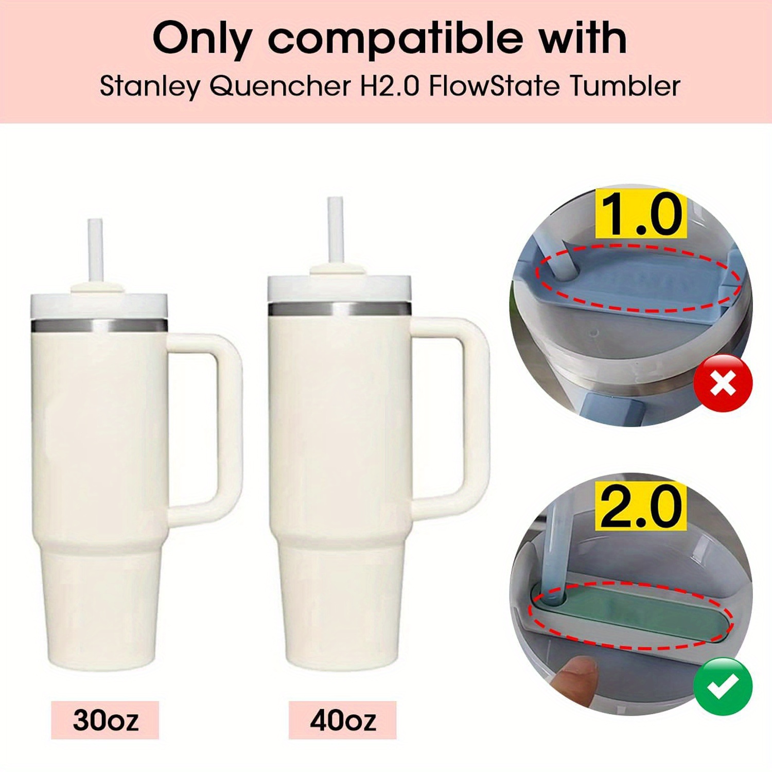 2Sets Silicone Spill Proof Stopper for Stanley 40/30 oz Quencher