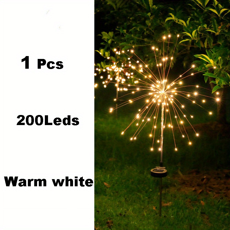8 Modes Solar Fireworks Lights 60/90/150/200 Led Outdoor Diy - Temu