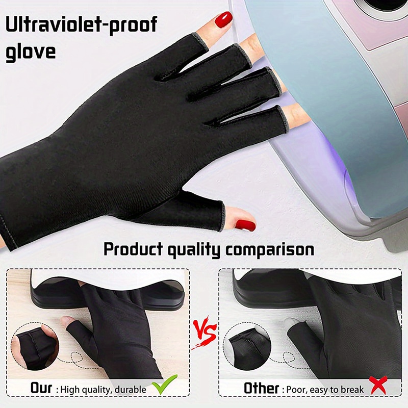 3 Pairs UV Shield Glove Gel Manicures Glove Anti UV Fingerless Gloves  Protect Hands from UV Light Lamp Manicure Dryer