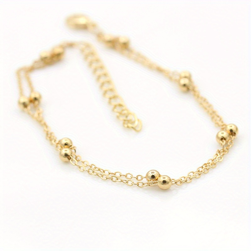 Double Layer Dainty Copper Anklet, Elegant Design