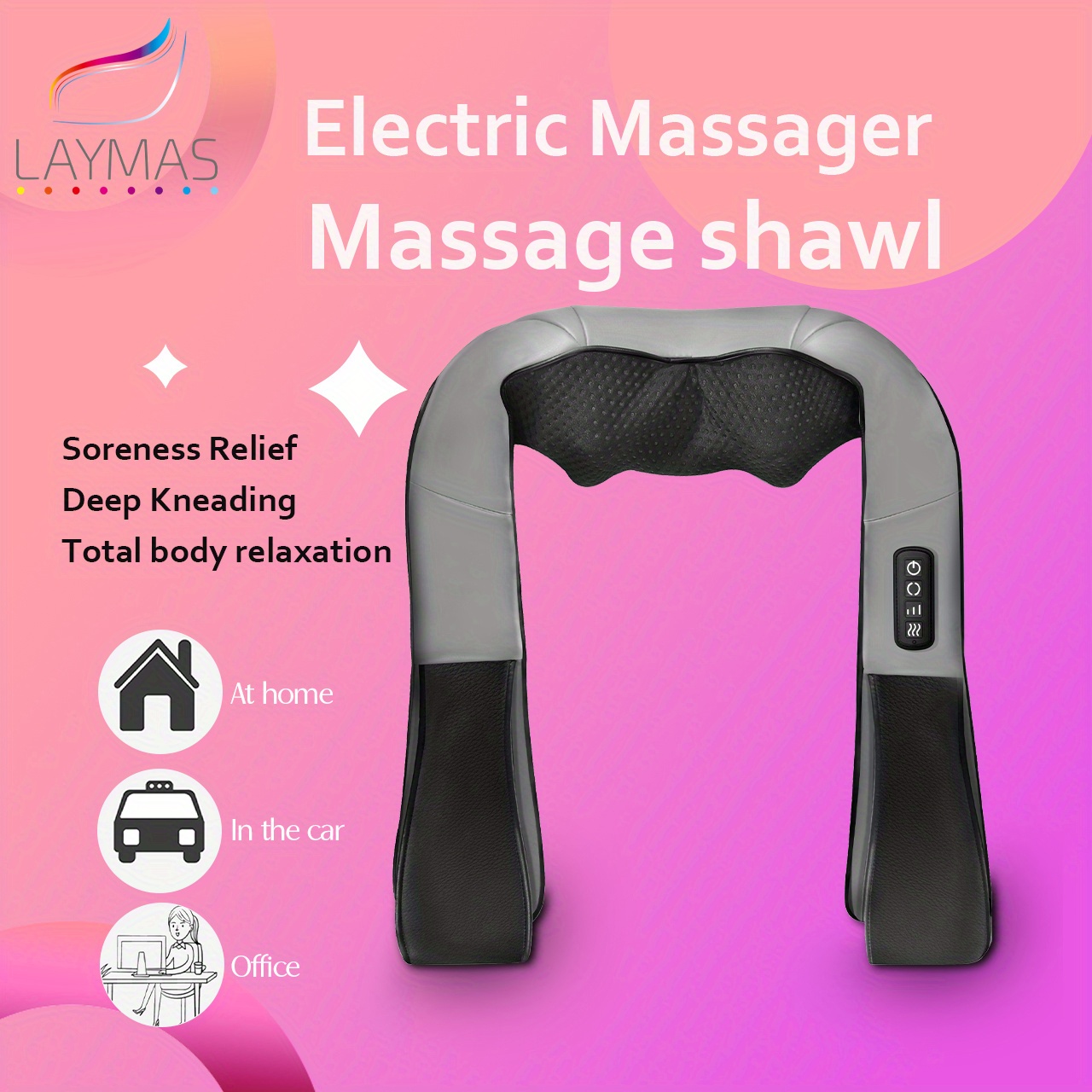 Electric Relax Shiatsu Kneading Heating Back Body Neck Shoulder Massager -  Temu