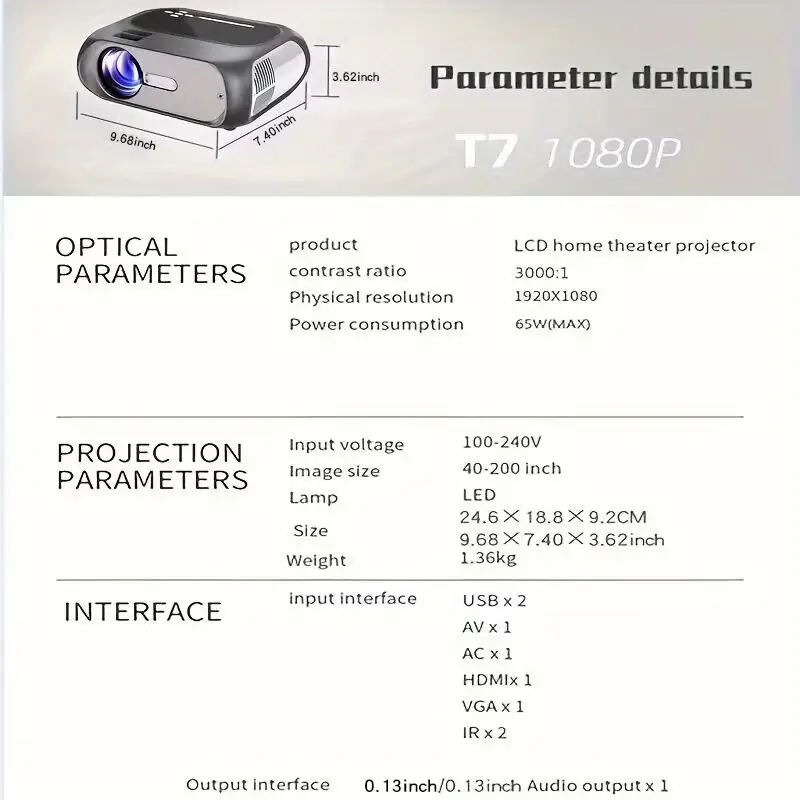 t7 us 720p hot sale hd home theater mini portable intelligent projector pocket digital projector details 10