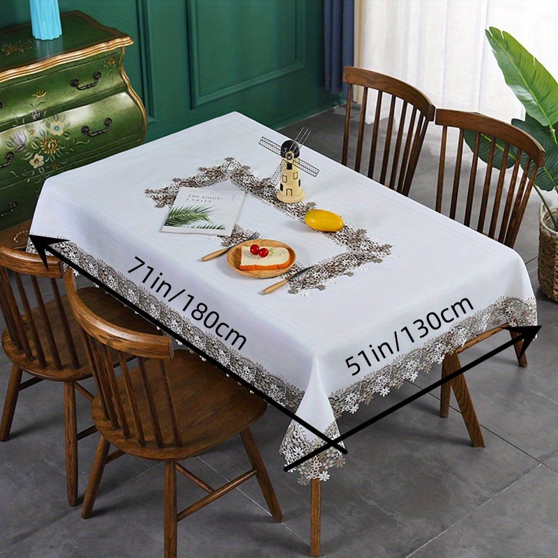 Jilron Mantel rectangular de encaje para mesa de fiesta al aire libre,  mantel blanco para mesa rústica, granja, patio, cocina, mesa de café,  manteles