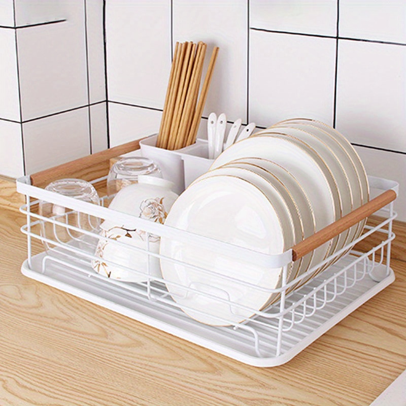 1pc White Kitchen Utensils Dish Drainer Rack