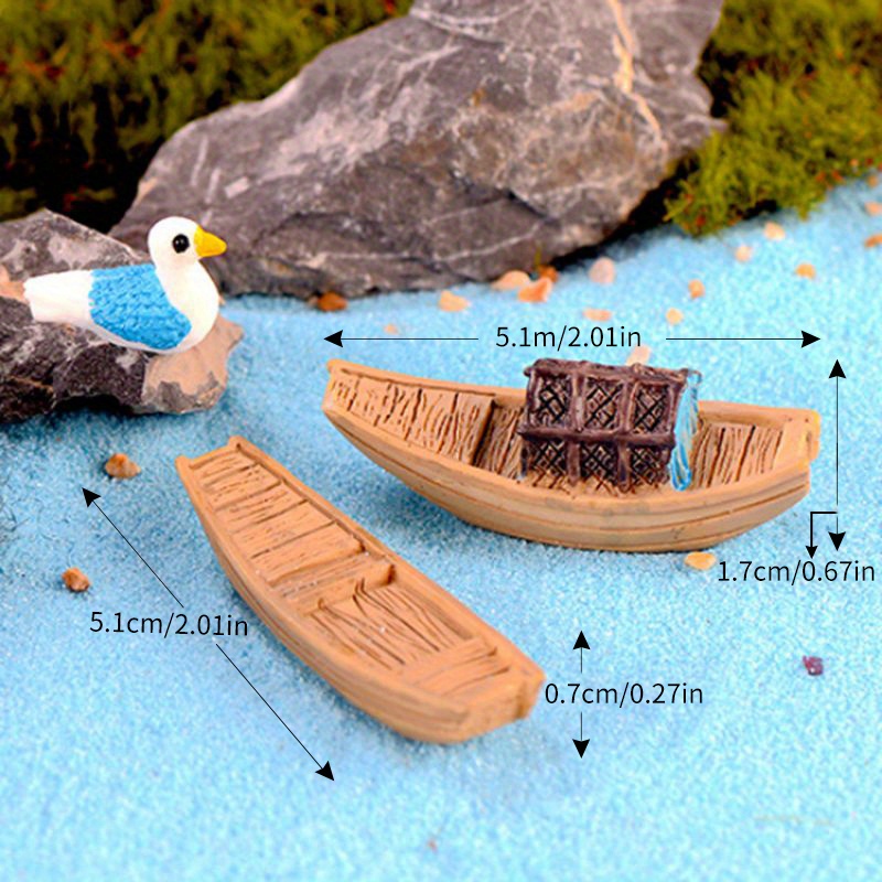 2 Pcs Fishing Boat Accessories Fishing Boat Model Toy Wooden