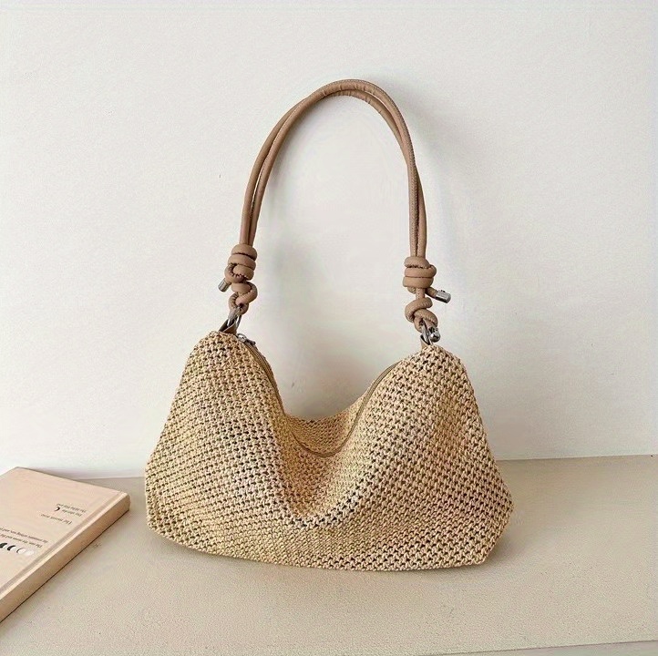 Straw Woven Beach Hobo Bag Retro Summer Tote Bag Women's Temu