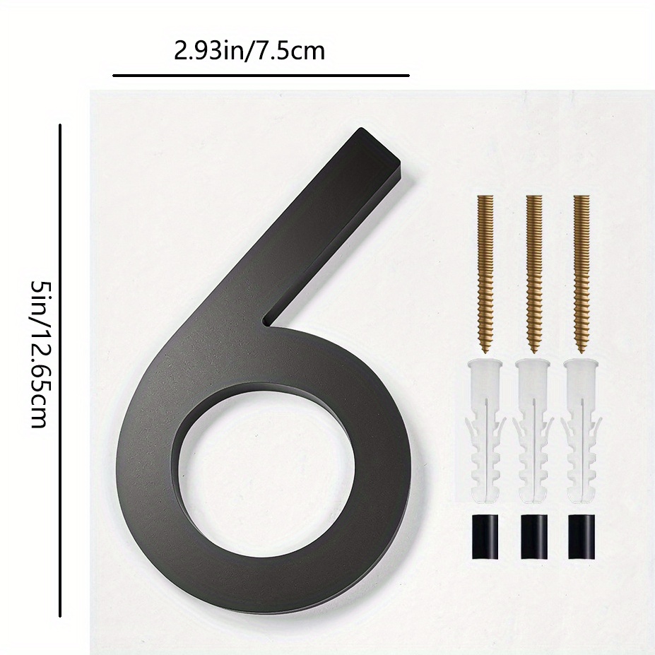 12 Black Aluminum floating or flat Modern House Numbers 0-9