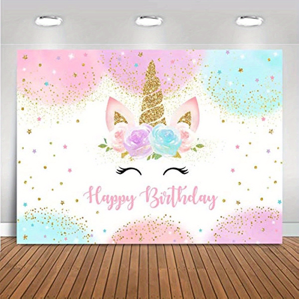 1pc 7x5ft Arcobaleno Unicorno Compleanno Sfondo Ragazza Oro - Temu