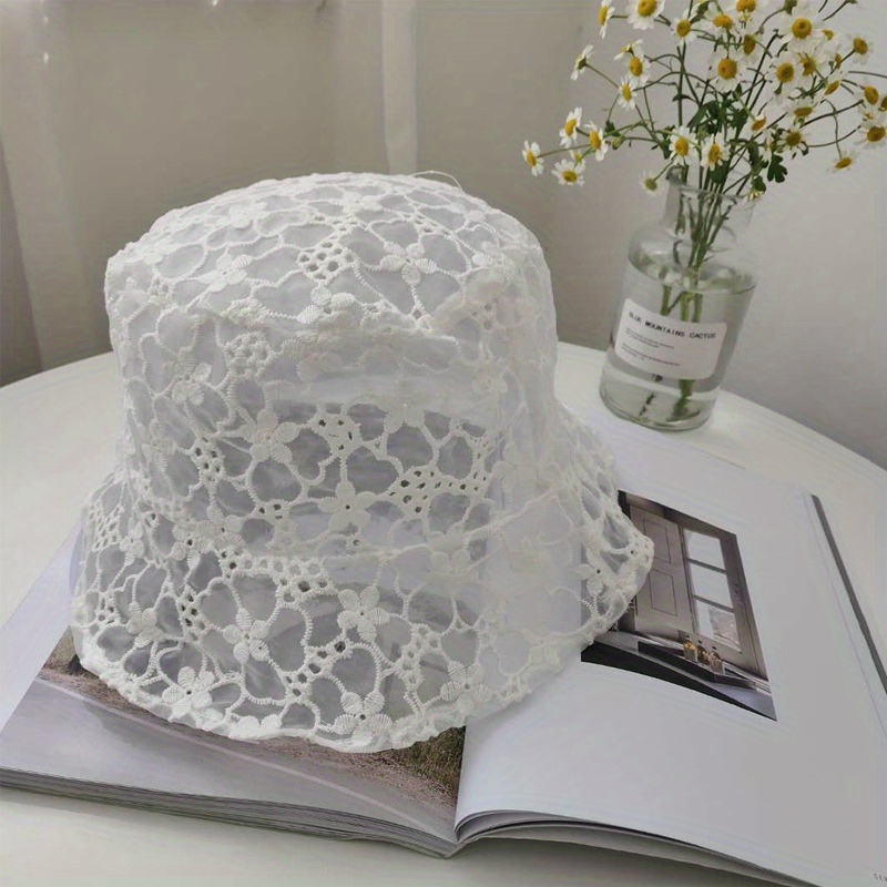 Women's Sun Protection Bucket Hat with Laser Cut Flower Design - Breathable  and Stylish Hat for Face Covering and UV Protection