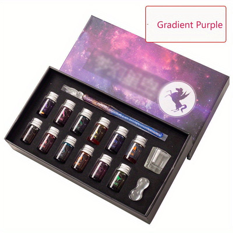 Ink Set Calligraphy Dip Pens Art Drawing Glass Temu