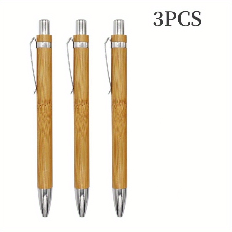 3pcs 1.0mm Penna A Sfera In Legno Bambù Creativo Forniture Ufficio E Scuola  Scrittura Penna A Sfera Regali Aziendali Studenti Regali Cancelleria Kawaii, Non Perdere Fantastiche Offerte