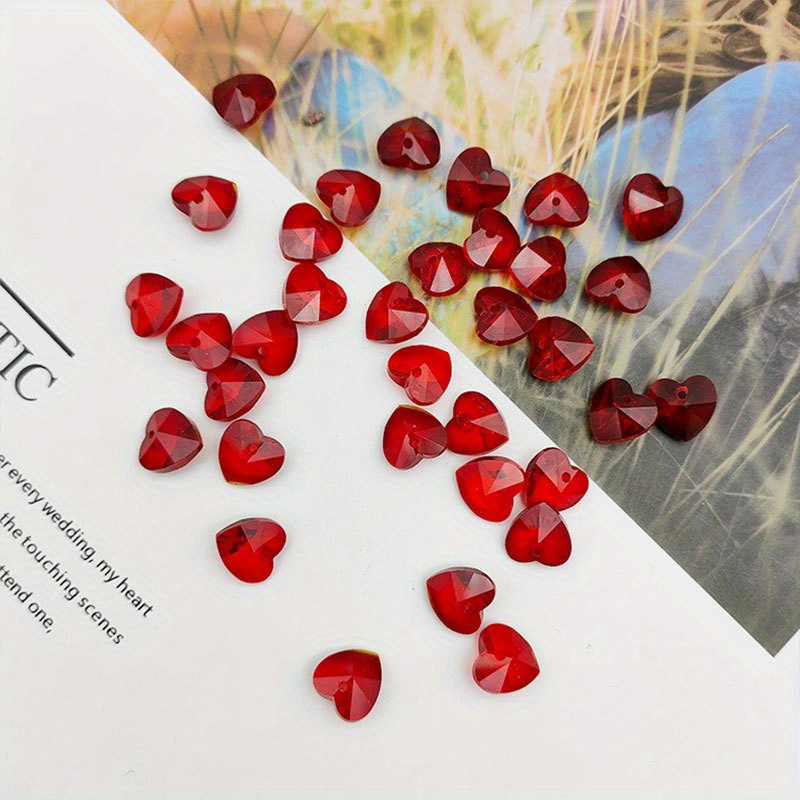 Crystal Glass Multicolor Heart Shaped Beads Charms For - Temu