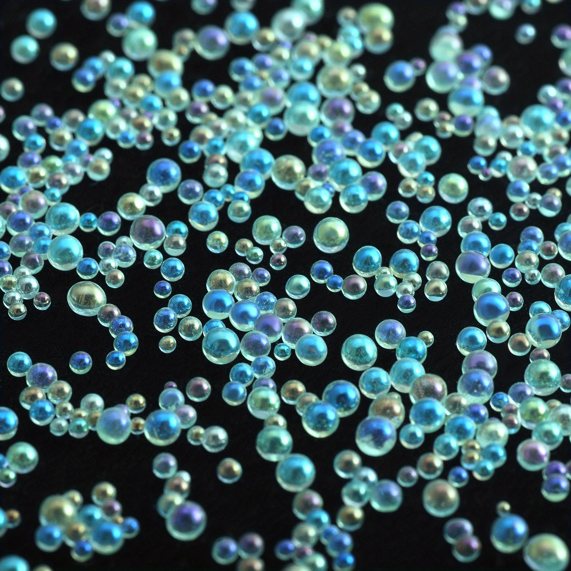210g 0.6~3mm Glass Bubble Beads Micro Caviar Beads Iridescent Water  Droplets Bubble Beads Tiny Glass Beads for Resin Crafting and Nail Arts 