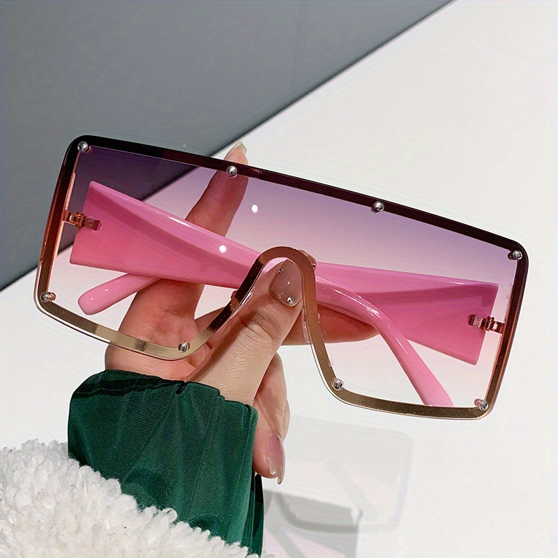 Women's Pink Lens Ombre Oversized Square Frame Sunglasses