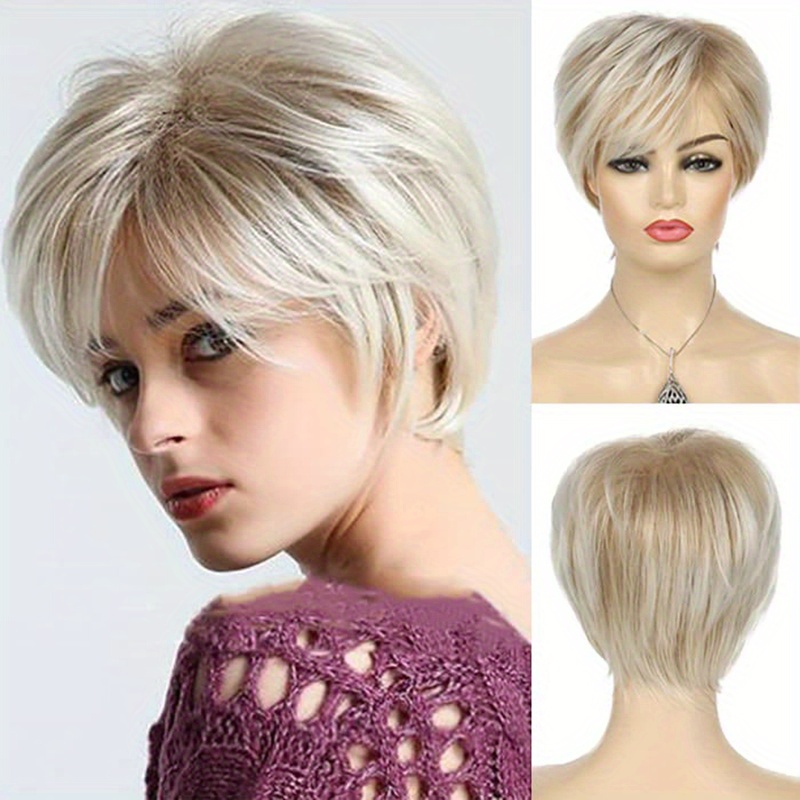 Brown Mix Blonde Short Pixie Cut Wigs 15 24 Cm