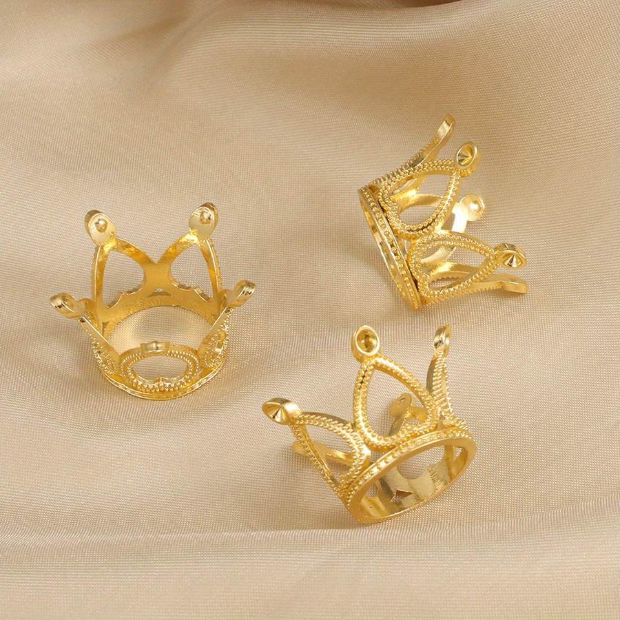 E-shop 3 Stück/Beutel Hohle Mini Krone Gold/Silber Farbe Loch Perlen für Ringe Schmuck Herstellung DIY Handgemacht Handwerk Zubehör