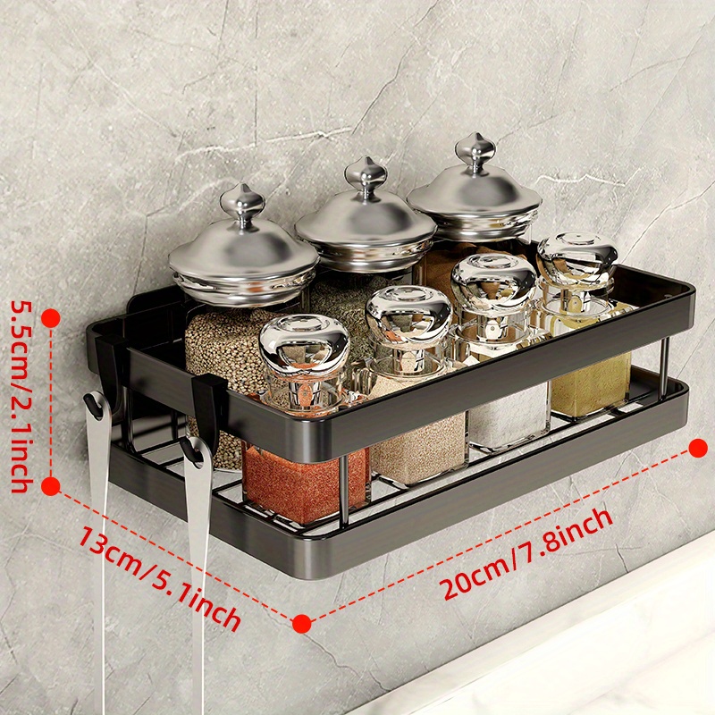 Rack per spezie da parete da 4 confezioni, organizer per scaffali sospesi a  un livello, portaspezie per riporre 1/4ˆBlackï1/4‰
