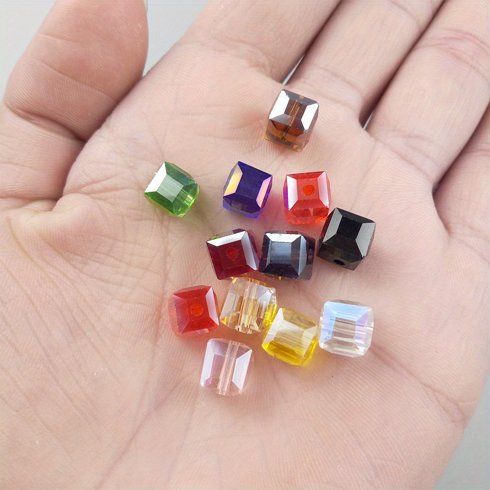 thumbnail image 2 of 10-Pack 14mm Cube Faceted Crystal Glass Spacer Beads – Transparent For Jewelry Making 2 of 6