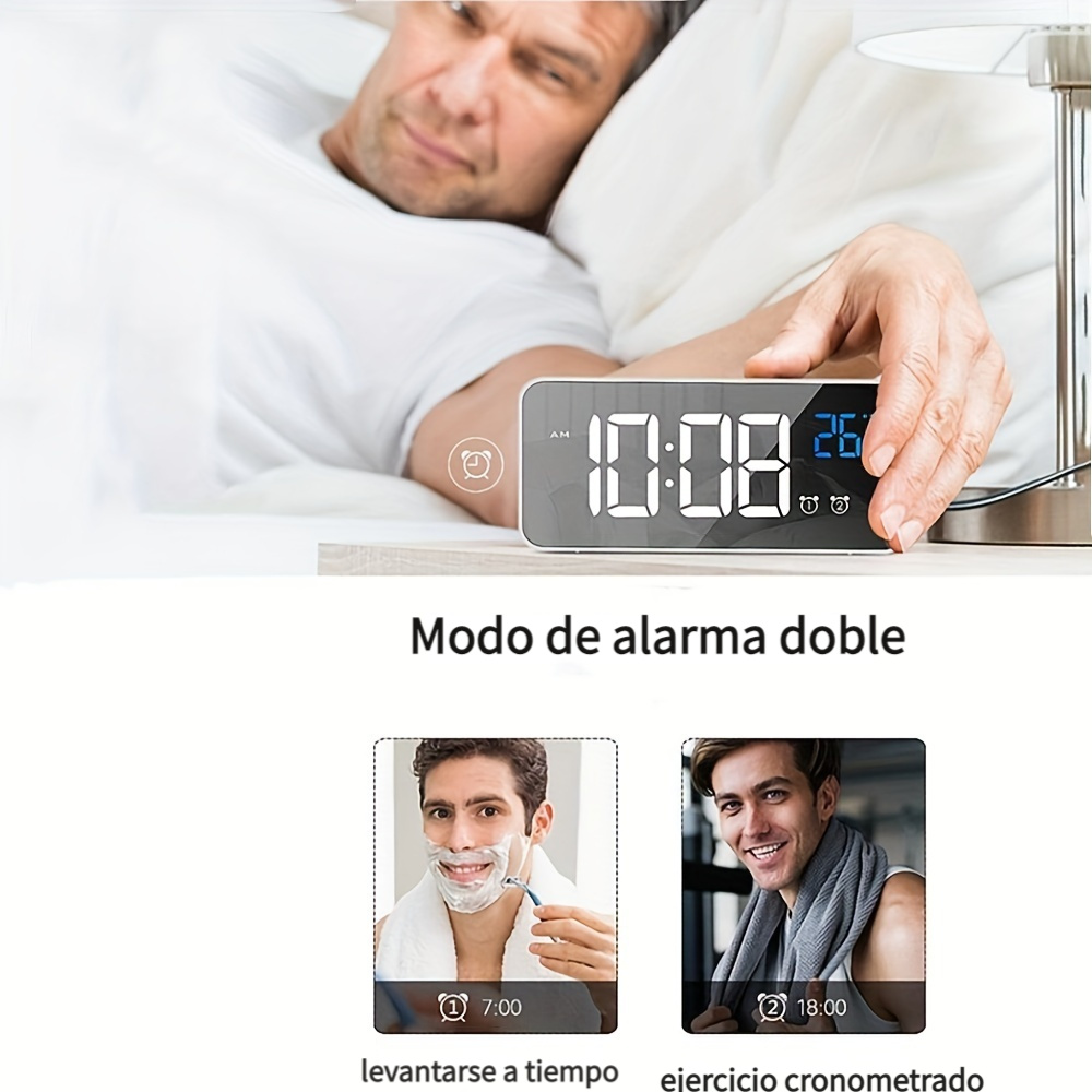 1pc Reloj Despertador Digital Control Voz, Fecha Temp Modo Nocturno Snooze Reloj  Mesa, Función Anti-disturbios 12/24h Relojes Led Electrónicos ( Batería No  Incluida) - Hogar Cocina - Temu Mexico