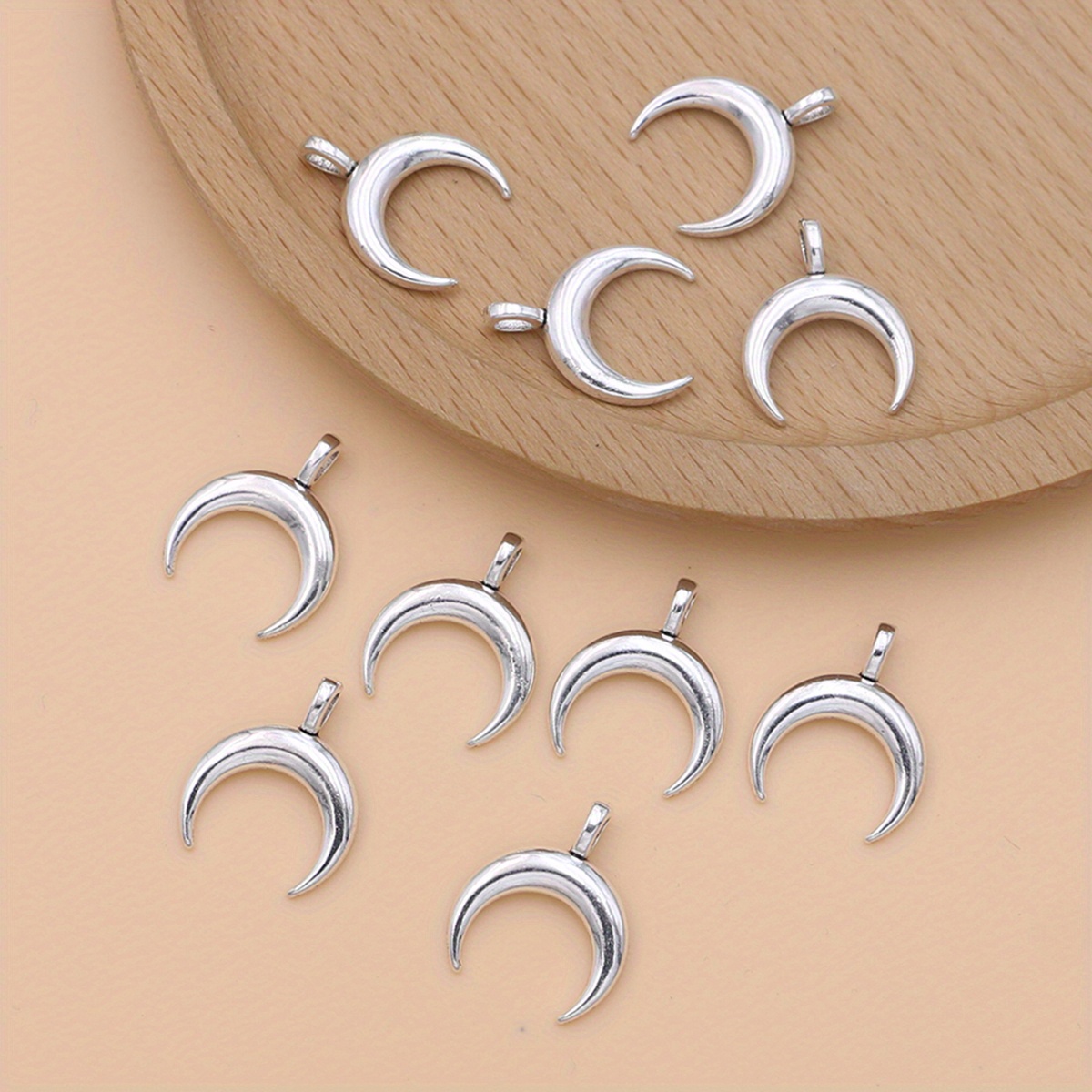 10pcs Silvery Charms Pendants For Jewelry Making Diy Handmade Necklace Bracelet Accessories, Gift For Eid, Ramadan