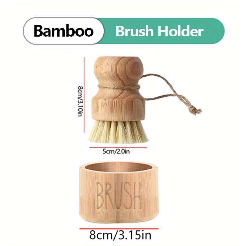 Pot Brush With Holder, Optional Dish Brush And Sponge, Scrub Brush With  Bamboo Stand, Scrubber, For Cleaning Pots, Pans, Dishes And Kitchen Sink,  Kitchen Gadgets, Kitchen Accessories - Temu