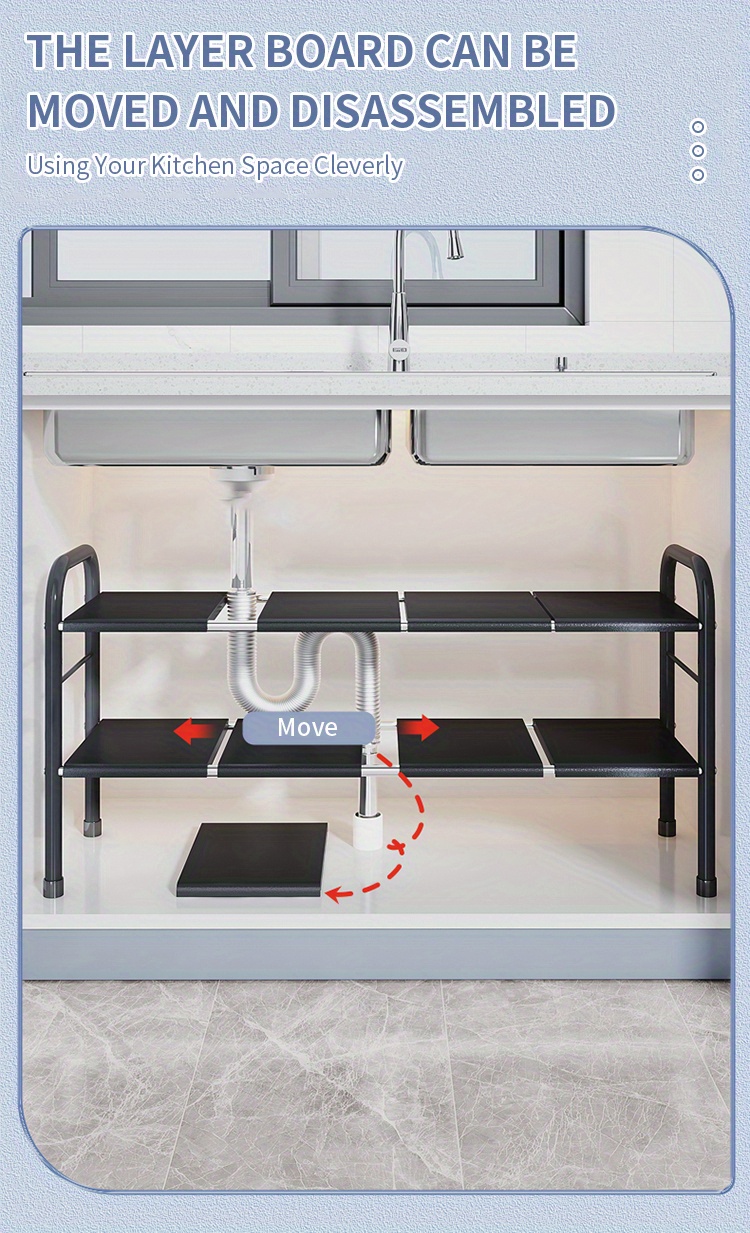 Sink Organizer Expandable Cabinet Shelf Organizer 2 Tier - Temu