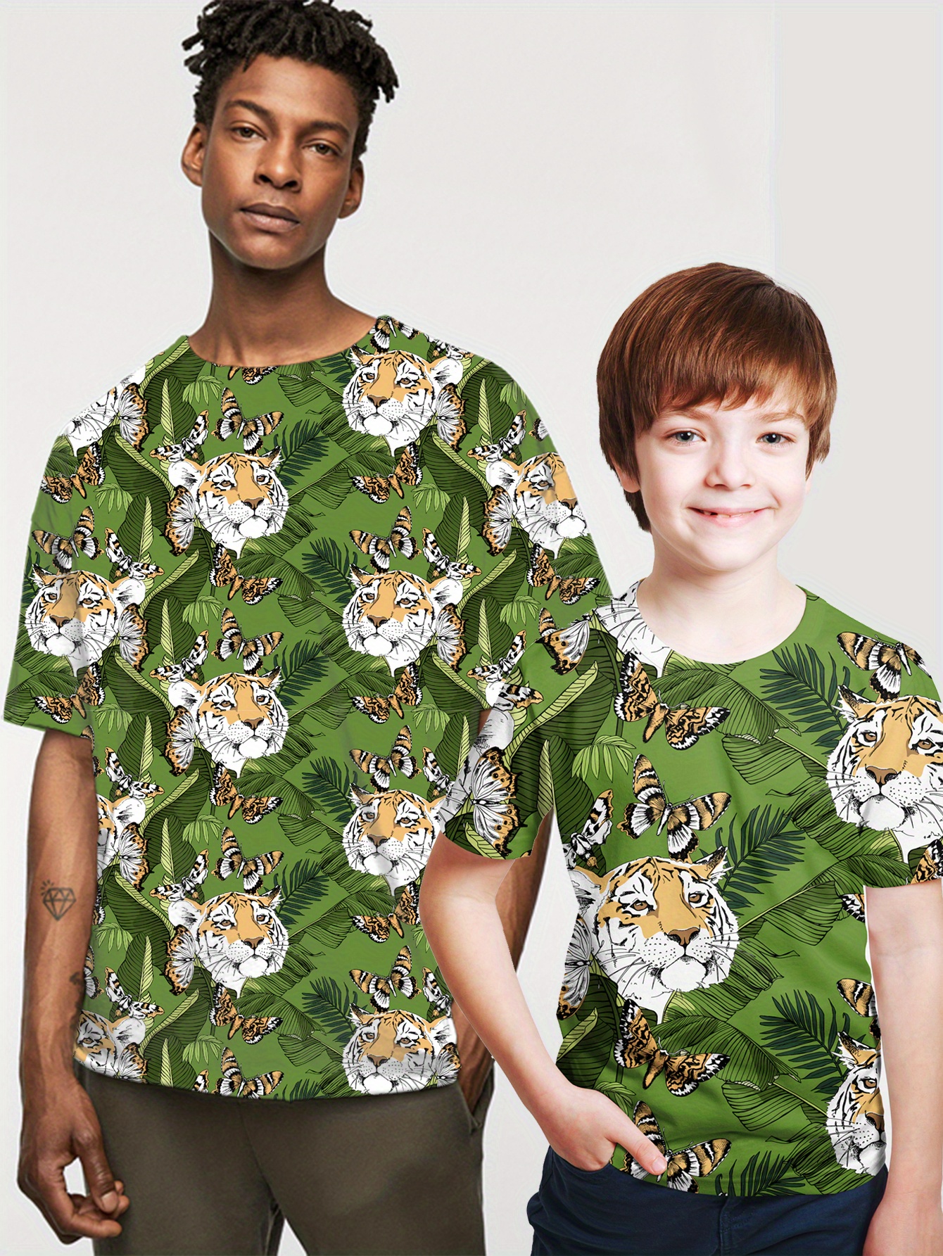 Stylish Tiger Print Matching Family T shirts Comfortable Temu New Zealand