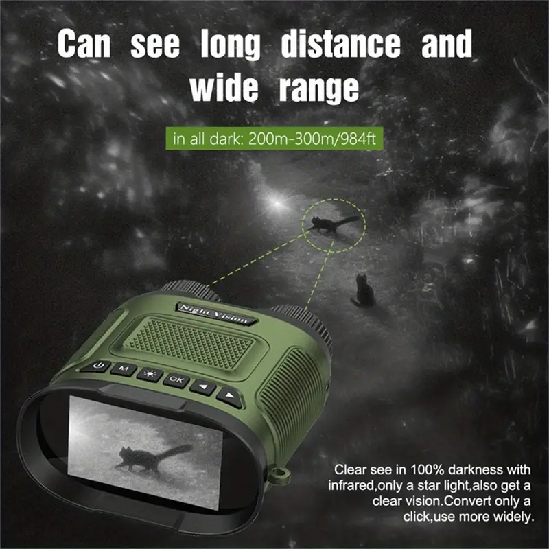 8x zoom 300m infrared digital night vision binoculars 2 5k uhd 40m pixels rechargeable telescope for hunting camping 2500mah lithium rechargeable battery details 5