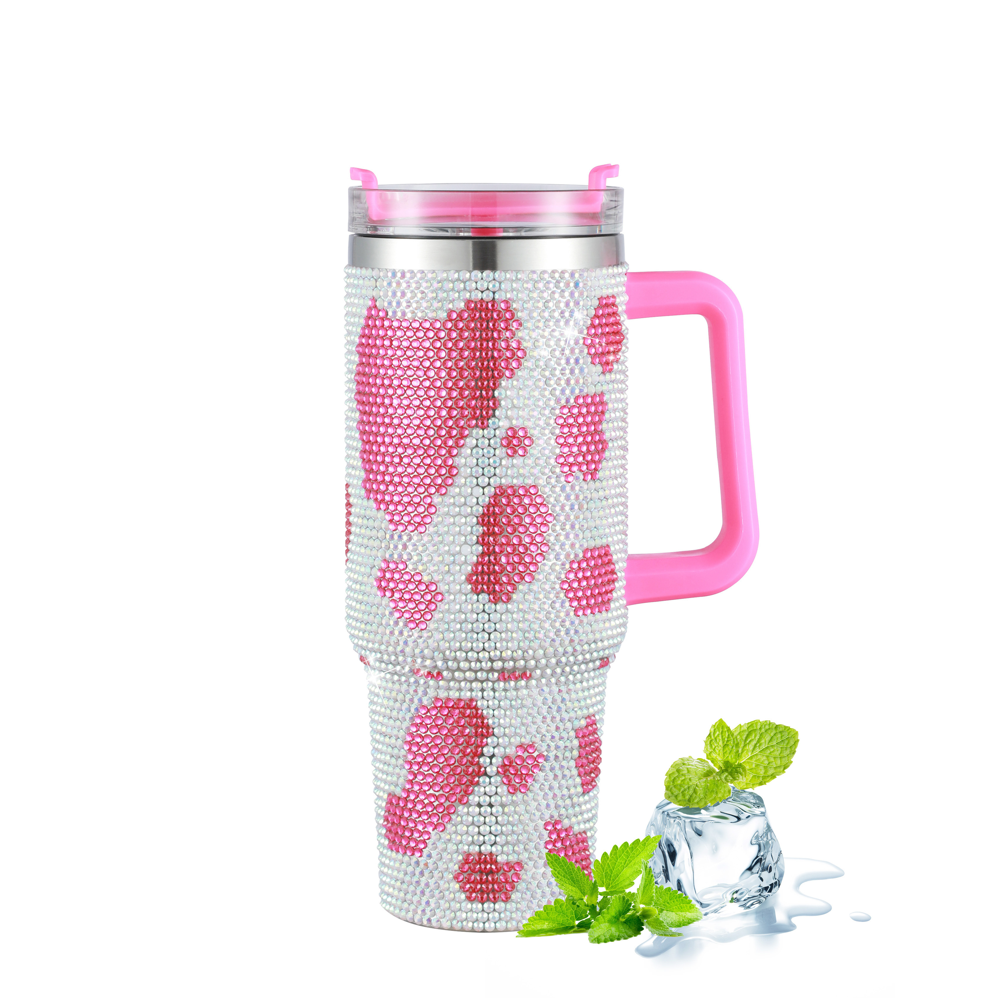 304 Stainless Steel Tumbler With Lid Straw And Rhinestone - Temu