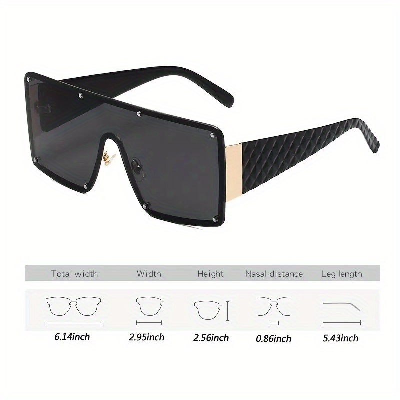 Large One-piece Fashion Sunglasses For Women Men Rivet Square