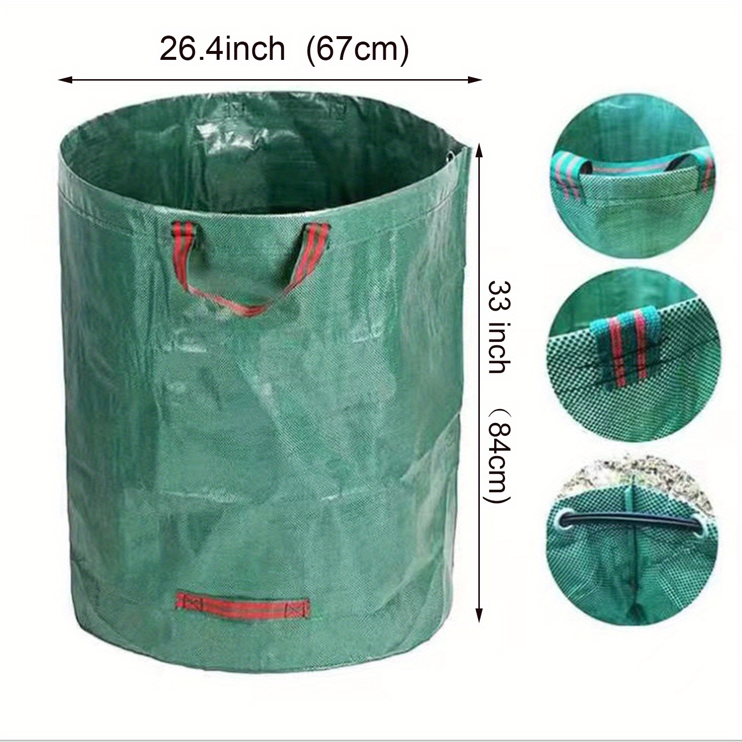 Reusable Yard Waste Bags/Lawn Bags/Leaf Bags, Collapsible Garden Bag, Pop  Up Garden Bag, Heavy Duty Woven Polypropylene Bag, Double Bottom Design