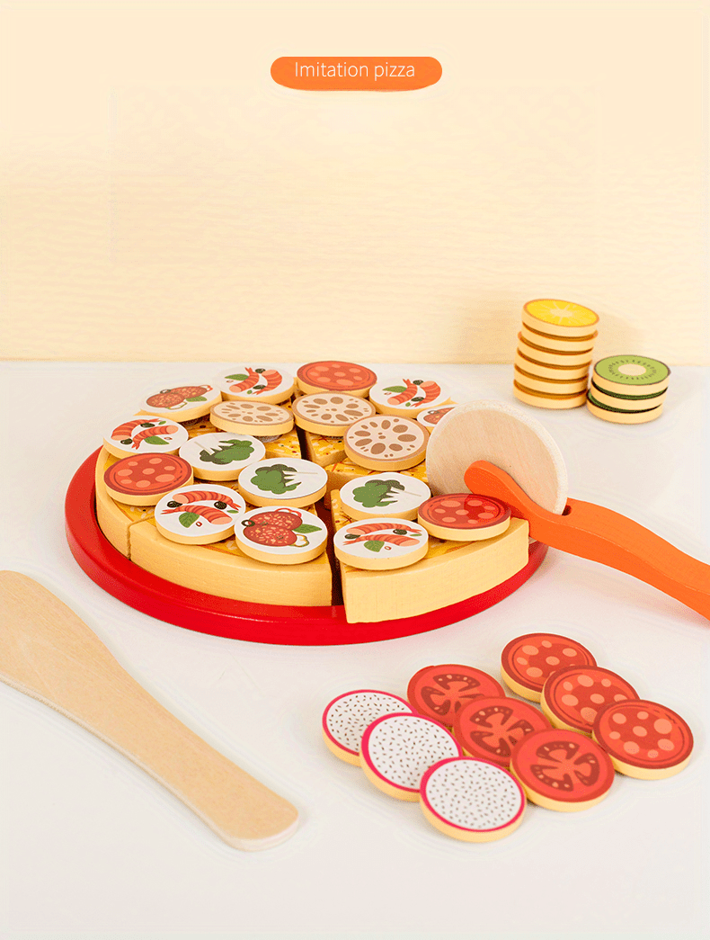 Enhance Your Child's Hands on Ability With This Wooden Pizza - Temu