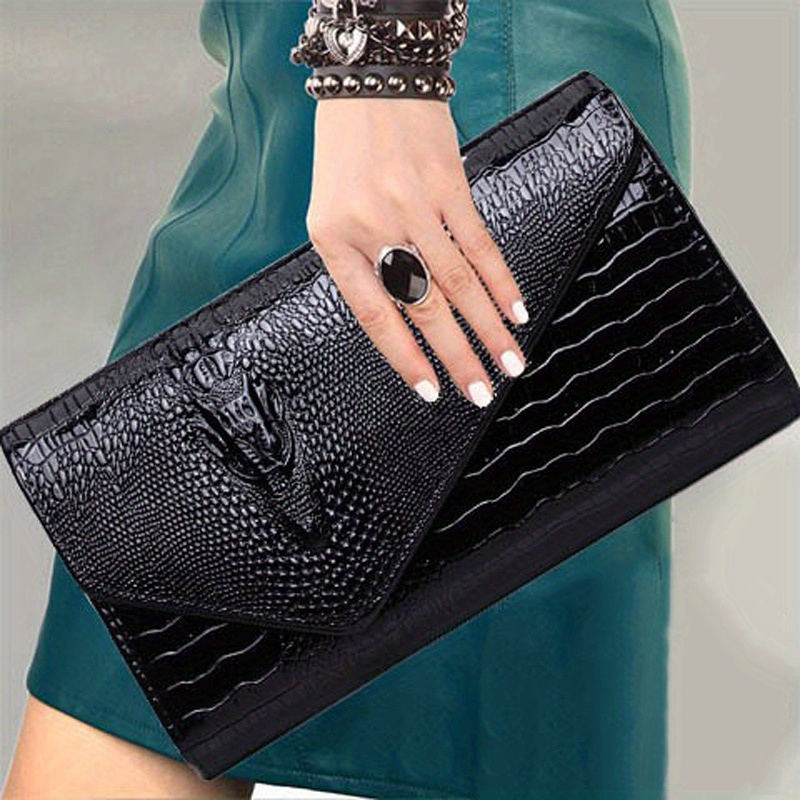 Women's Crocodile Pattern Clutch Envelope Bag