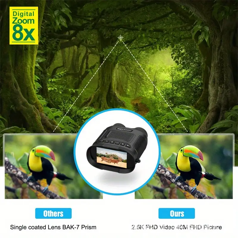 8x zoom 300m infrared digital night vision binoculars 2 5k uhd 40m pixels rechargeable telescope for hunting camping 2500mah lithium rechargeable battery details 4