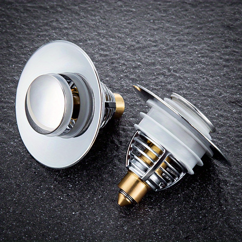 Image of Universal Stainless Steel And Copper Pop-up Bounce Core Basin Drain Filter Hair Catcher Shower Sink Strainer Bath Stopper Bath Stopper Plug Bathtub Bathroom Tool