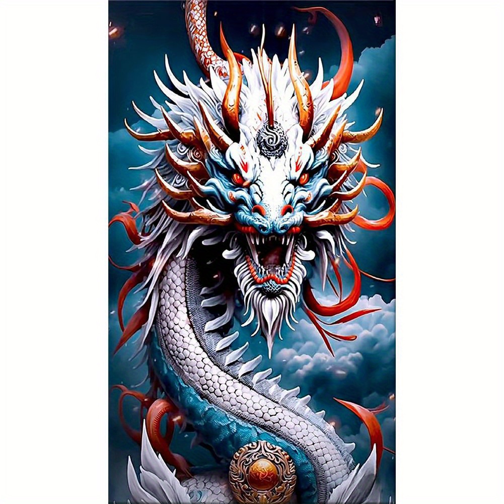 Large Size Frameless Diy 5d Diamond Painting Dragon Roaring - Temu