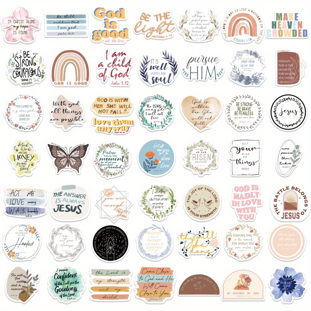  YASUOA Inspirational Christian Stickers, 100 Pcs Bible Verse  Stickers Faith Jesus Stickers Catholic Religious Motivational Stickers  Bible Journaling Supplies : Electronics