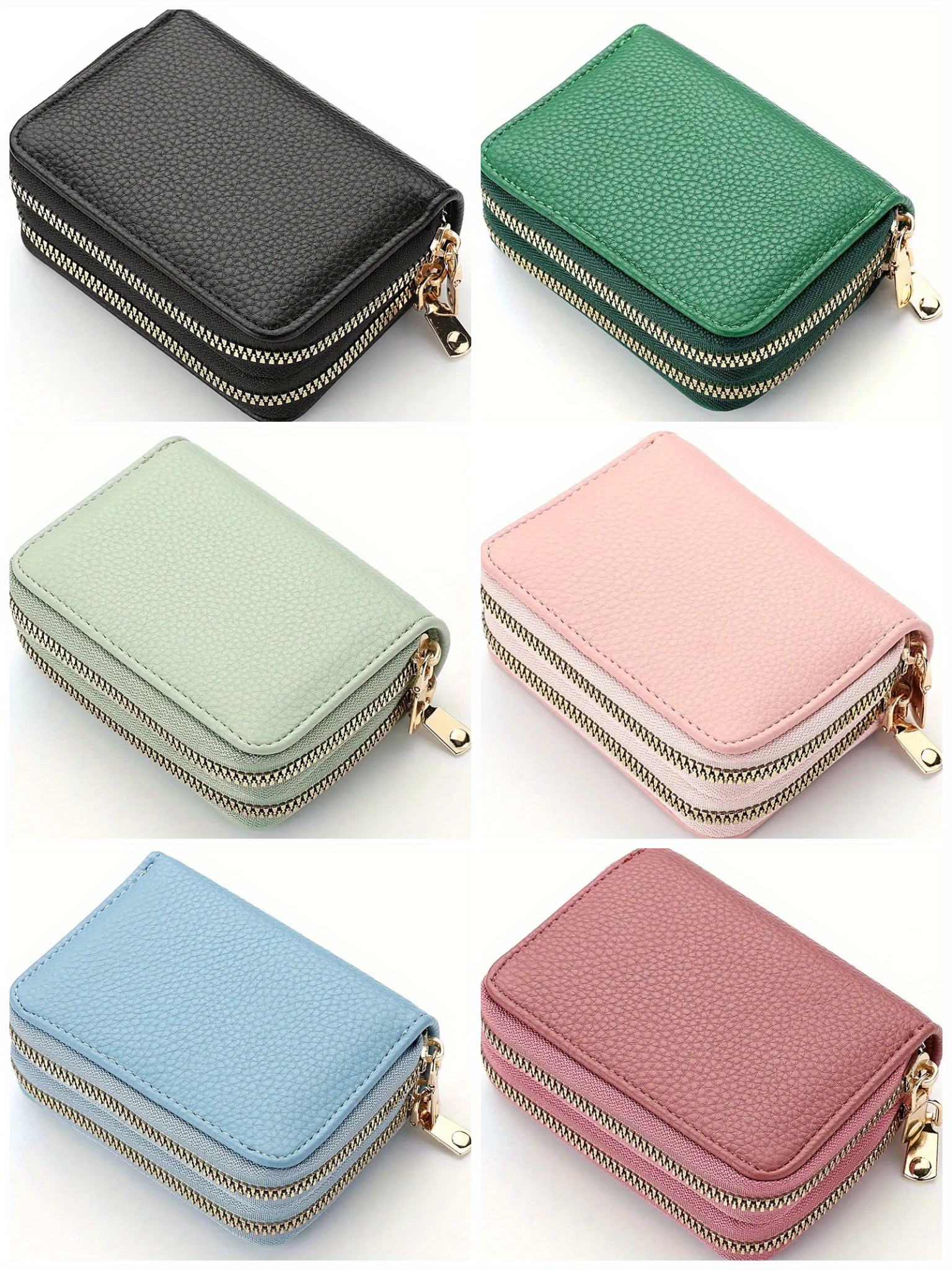 Double Zipper Wallet Short Credit Card Holder Temu United Kingdom