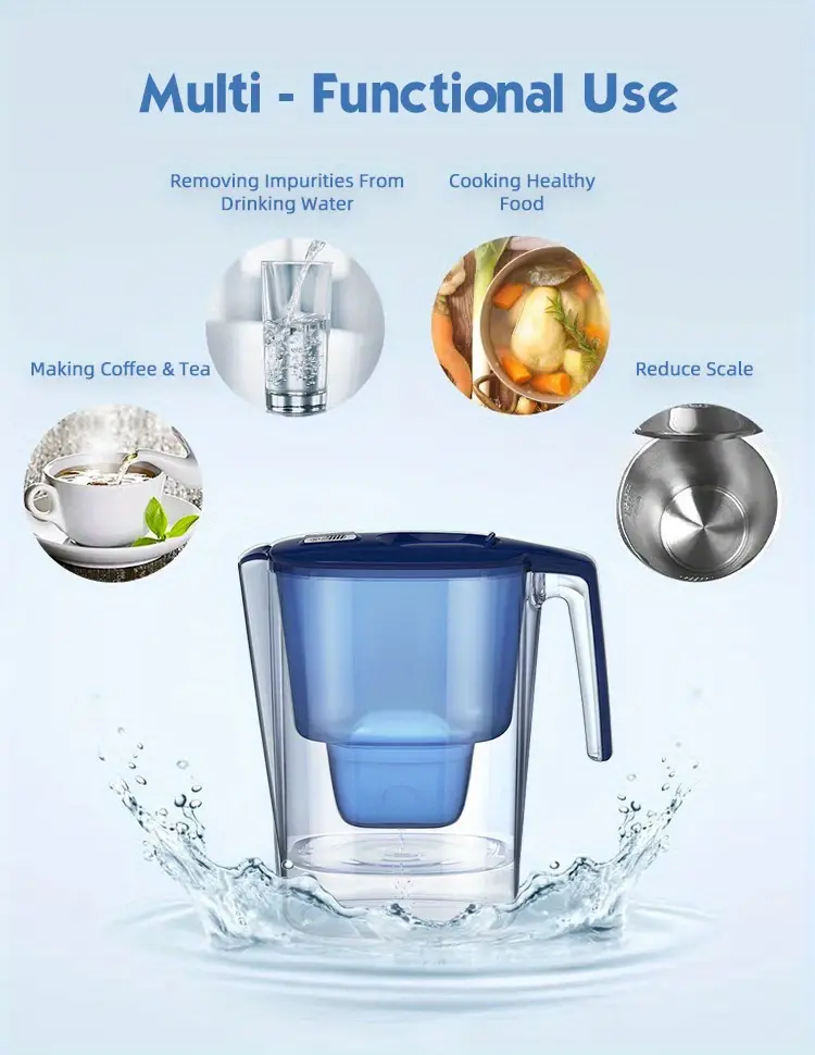 1 6pcs household water purifier system portable 3 6l water filter pitcher with filter element 100l effective filtration for home kitchen drinking water activated carbon water filter pitchen jug details 1