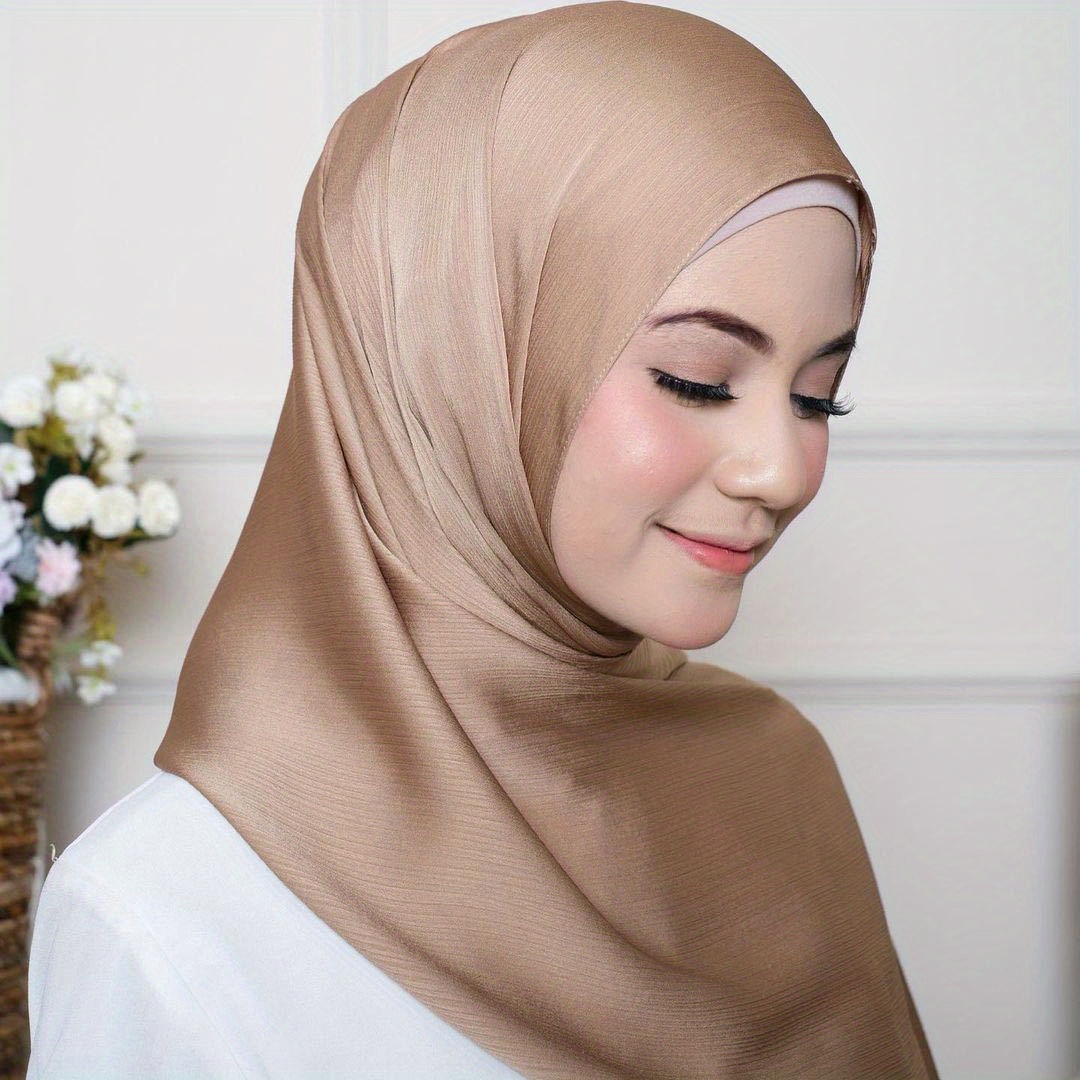 natural   satin muslim hijab details 4