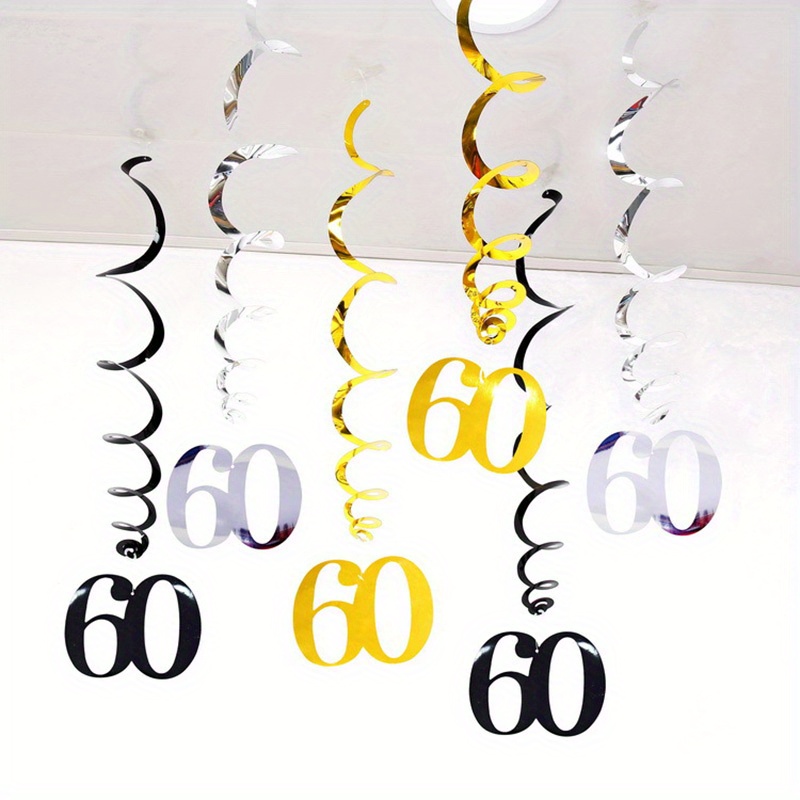6-pack Happy Birthday Number Spiral, 18, 21, 30, 40, 50, 60, 70, 80, Pvc Swirl Photobooth Props&backdrop For Valentine,carnival,ramadan,easter,wedding,st Patrick