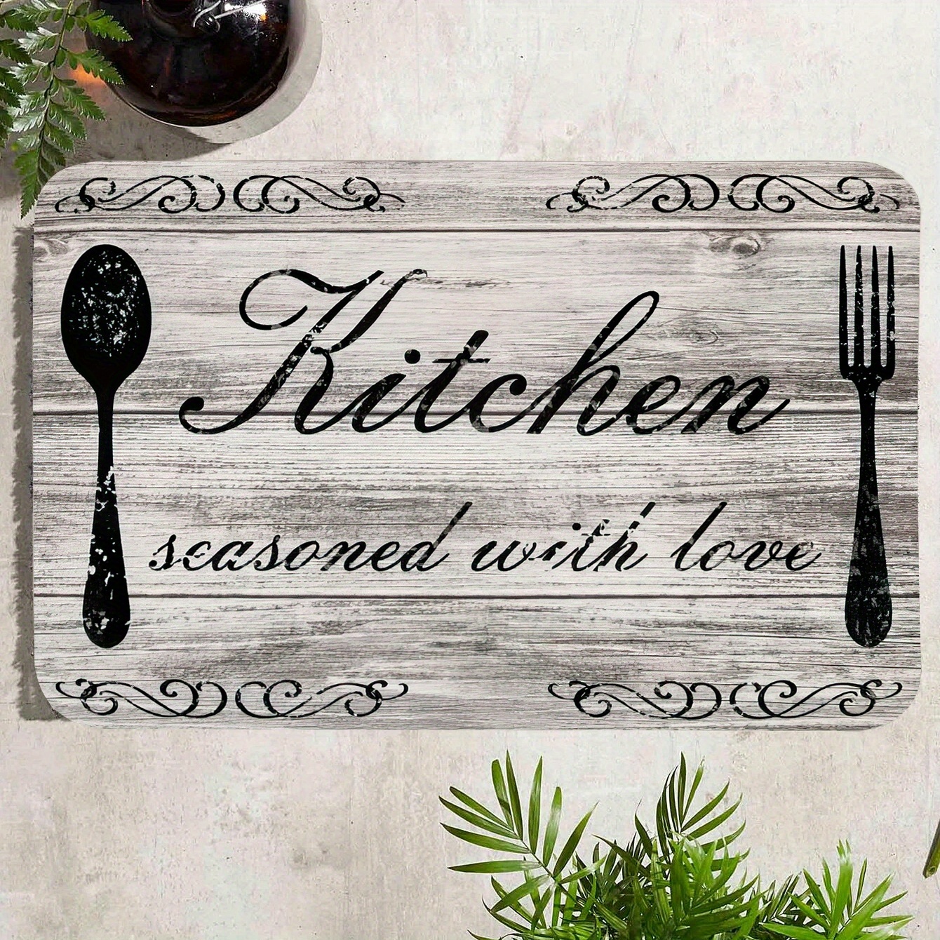 FYATHM Kitchen Mats Anti Fatigue Kitchen Floor Mat Cushioned Kitchen Rug  Farmhouse Memory Foam Kitchen Mat Waterproof Grateful Home Kitchen Matt for